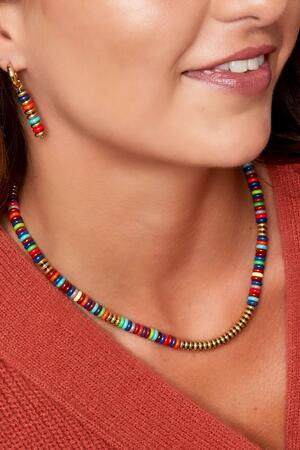 Halskette mit flachen Perlen - mehrfarbig Multi Edelstahl h5 Bild3